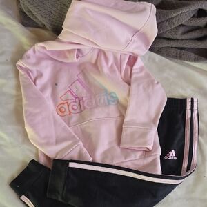 Adidas Pastel Pink Hoodie with Multicolor Logo